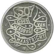 50 Gulden - Beatrix Maastricht Treaty, Netherlands, 1994 reverse image