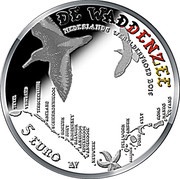 5 Euros - Willem-Alexander Wadden Sea, Silver, Coloured, Germany, Netherlands, 2016 reverse image