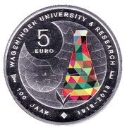 5 Euros - Willem-Alexander University of Wageningen; colored - Life, Netherlands, 2018 reverse image