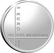 5 Euros Piet Mondrian, silver, Netherlands, 2022 reverse image