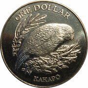 1 Dollar - Elizabeth II 3rd Portrait; Kakapo Bird reverse image