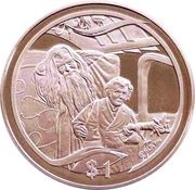 1 Dollar - Elizabeth II 4th Portrait; Gandalf and Bilbo reverse image