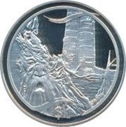 1 Dollar - Elizabeth II 4th Portrait; Meeting of Treebeard reverse image