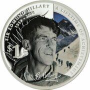 1 Dollar - Elizabeth II 4th portrait; Sir Edmund Hillary, New Zealand, 2008 reverse image