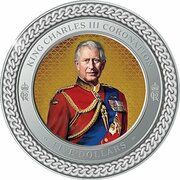 5 Dollars - Charles III 1st Portrait - Coronation; Silver Proof, New Zealand, 2023 reverse image