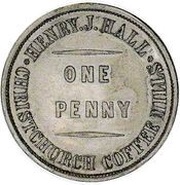 1 Penny Hall, Henry J. - Christchurch obverse image