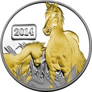 5 Dollars - Elizabeth II Year of the Horse; gilded, New Zealand, 2014 reverse image
