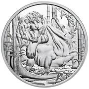 1 Dollar - Elizabeth II Komodo dragon vs. Tiger, Niue, 2022 reverse image