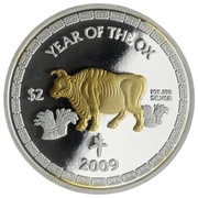 2 Dollars - Elizabeth II Year of the Ox, Niue, 2009 reverse image