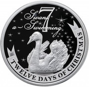 2 Dollars - Elizabeth II 7 Swans a-Swimming, Niue, 2009-2010 reverse image