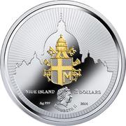 2 Dollars - Elizabeth II Saint John Paul II, Niue, 2014 obverse image