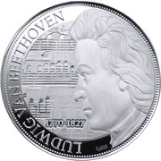 2 Dollars - Elizabeth II Ludwig van Beethoven, Niue, 2020 reverse image