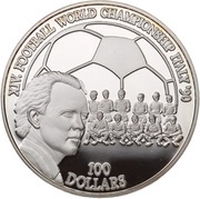 100 Dollars - Elizabeth II 1990 World Football Champion, Niue, 1990 reverse image