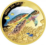 100 Dollars - Elizabeth II Green Sea Turtle, Niue, 2014 reverse image