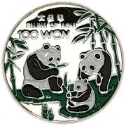 100 Won Panda, North Korea, 1998 reverse image