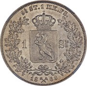1 Speciedaler - Carl XV, Norway, 1864-1869 reverse image