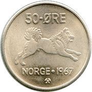 50 Øre - Olav V, Norway, 1958-1973 reverse image