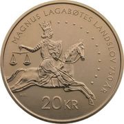 20 Kroner - Harald V National legal code of Magnus VI Lagabøte, Norway, 2024 reverse image