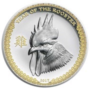 5 Dollars Year of the Rooster, Palau, 2017 reverse image
