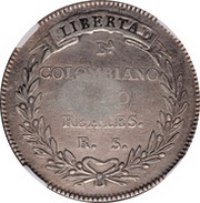 8 Reales - Isabel II Countermark on Colombia 8 Reales, Philippines, 1834-1837 reverse image