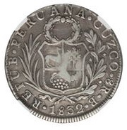 8 Reales - Isabella II Countermark on Peru 8 Reales reverse image