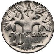 20 Zlotys The Tree; Trial Strike, Poland, 1964 reverse image