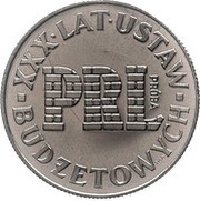 20 Zlotys XXX years of budgetary laws PRL; Trial Strike±, Poland, 1976 reverse image