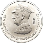 100 Zlotys General Wladyslaw Sikorski; Trial Strike, Poland, 1981 reverse image