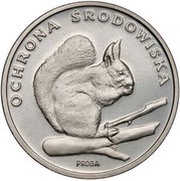 500 Zlotys Environmental Protection - Squirrel; Trial Strike, Poland, 1985 reverse image