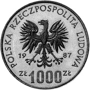 1000 Zlotys Olympic Games in Seoul; Trial Strike obverse image
