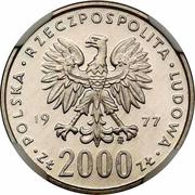 2000 Zlotys Fryderyk Chopin; Trial Strike obverse image