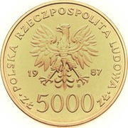 5000 Zlotys Papal Visit; Trial Strike obverse image