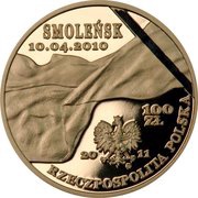100 Zlotys Presidential Plane Crash in Smolensk obverse image