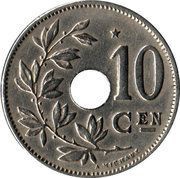 10 Centimes - Albert I Dutch text; with star reverse image