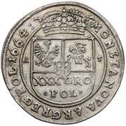 Złotówka koronna / tymf - Jan II Kazimierz Waza Kraków mint, Polish–Lithuanian Commonwealth, 1663-1664 reverse image