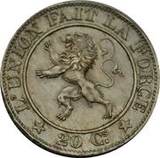 20 Centimes - Léopold I reverse image
