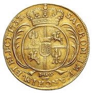 Pięciodukat - August II Mocny Drezno mint, Polish–Lithuanian Commonwealth, 1724-1733 reverse image