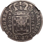 600 Réis Countermark "Crowned G.P." over 1 Cruzado - Portugal reverse image