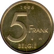 5 Francs - Albert II Dutch text reverse image