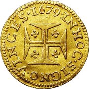 1000 Réis "Quartinho" - Pedro Prince Regent Lisboa mint, Portugal, 1677-1681 reverse image