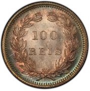 100 Réis - Carlos I, Portugal, 1890-1898 reverse image