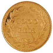 1000 Reis - Luis I Pattern, Portugal, 1879 reverse image