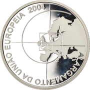 8 Euros Enlargement of European Union; .925 Silver, Portugal, 2004 reverse image