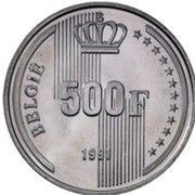 500 Francs - Baudouin I 40th Anniversary of Reign; Dutch text obverse image