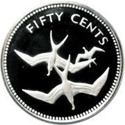 50 Cents Frigatebird; Silver, Belize, 1974 reverse image