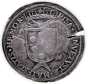 Jefimok Rouble - Alexey Mikhailovich Countermarked over "Pisa Thaler 1618", Russia, 1655 reverse image