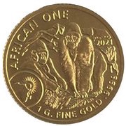 100 Amafaranga Gorilla; one, Rwanda, 2021 reverse image