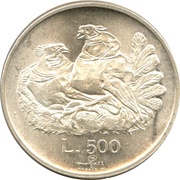 500 Lire Pigeons reverse image
