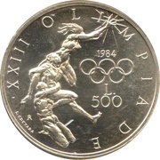 500 Lire 1984 Summer Olympics, San Marino, 1984 reverse image