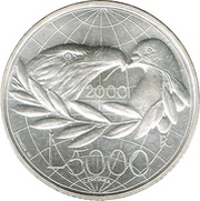 5000 Lire Peace, San Marino, 2000 reverse image